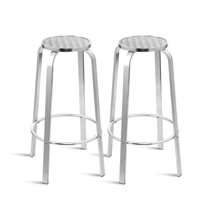 Set of 2 Steelio Outdoor Bistro Metal Barstools | Two Metal Patio Chairs