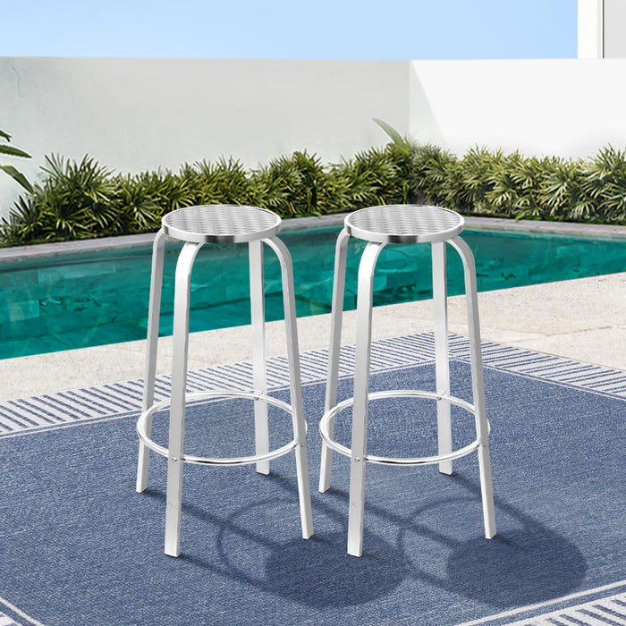 Set of 2 Steelio Outdoor Bistro Metal Barstools | Two Metal Patio Chairs