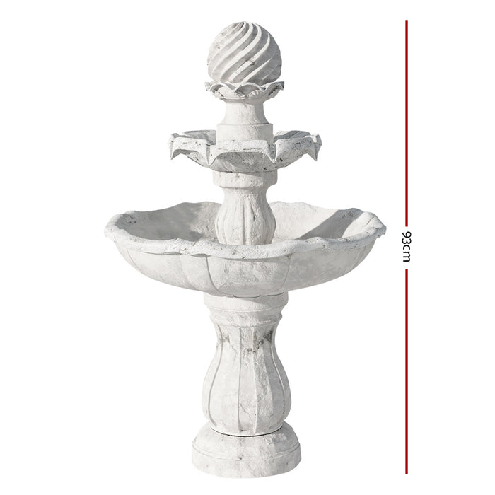 Natura Classic 3 Tier Solar Powered Water Fountain in Ivory and Birdbath