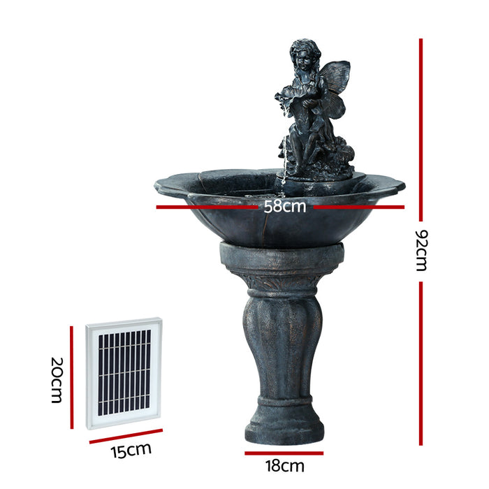 Natura Angel Cascading Solar Powered Water Fountain and Birdbath