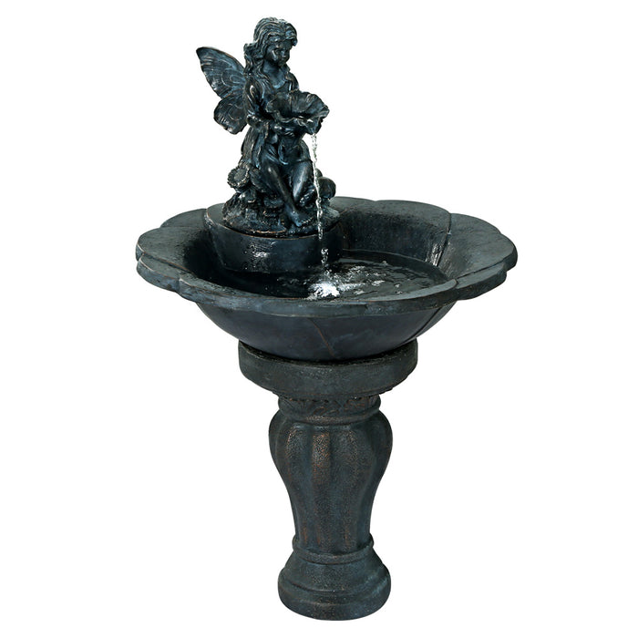 Natura Angel Cascading Solar Powered Water Fountain and Birdbath