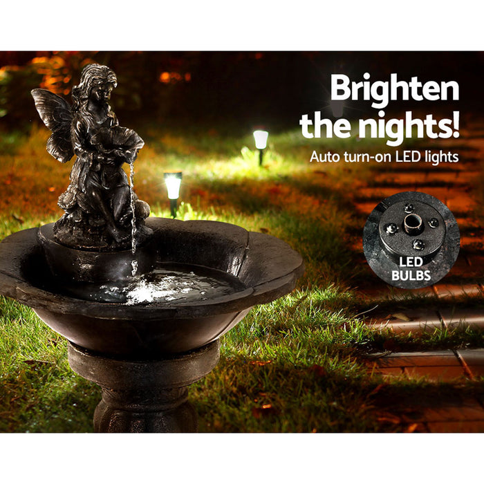 Natura Angel Cascading Solar Powered Water Fountain and Birdbath