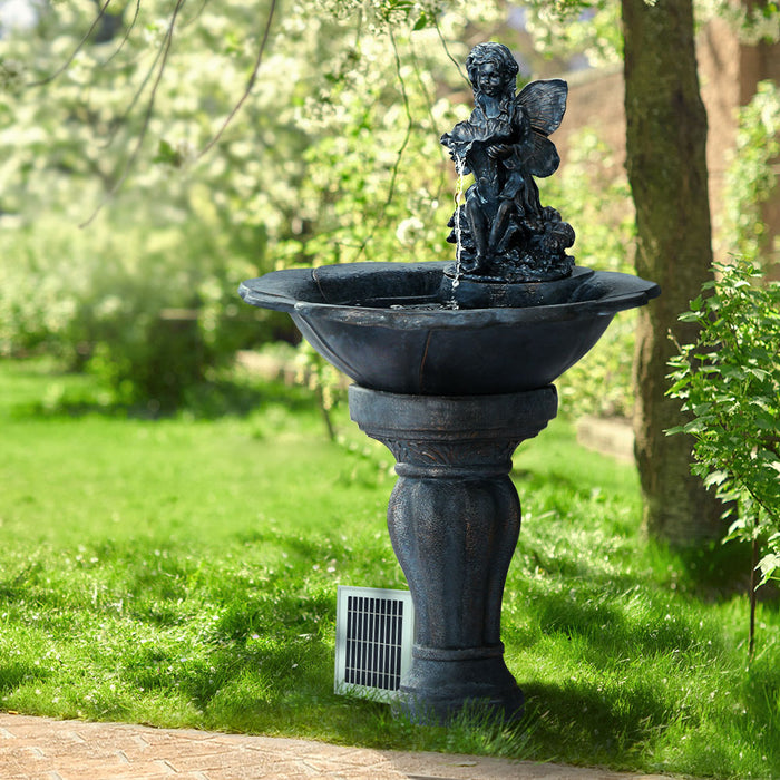 Natura Angel Cascading Solar Powered Water Fountain and Birdbath