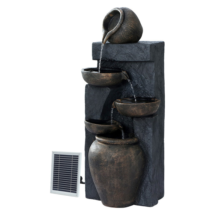 Natura Ampura Cascading 5 Tier Solar Powered Water Fountain and Birdbath