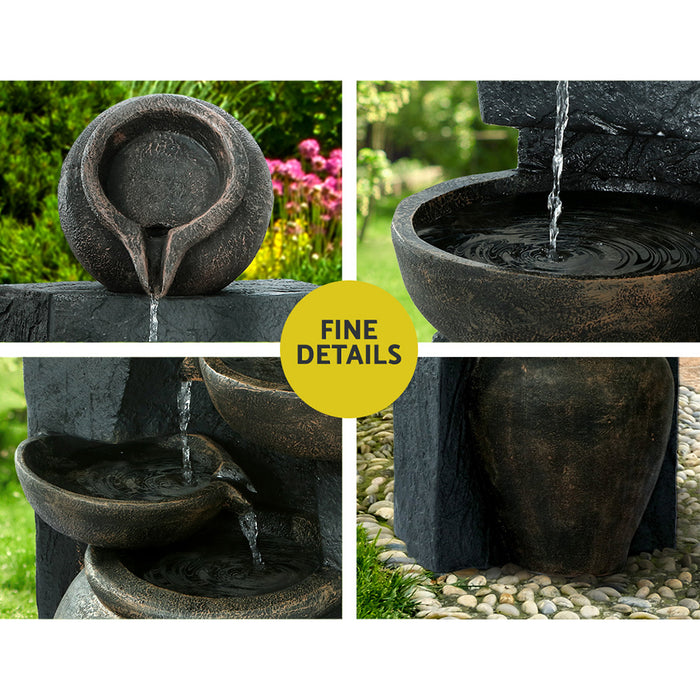 Natura Ampura Cascading 5 Tier Solar Powered Water Fountain and Birdbath