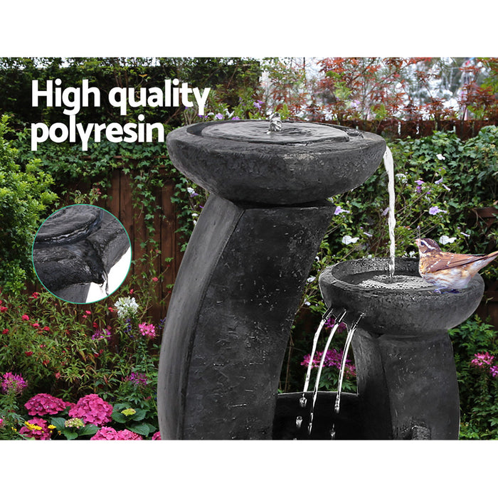 Natura Zen 3 Tier Solar Powered Water Fountain | Cascading LED Solar Fountain