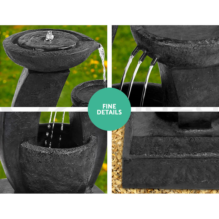 Natura Zen 3 Tier Solar Powered Water Fountain | Cascading LED Solar Fountain