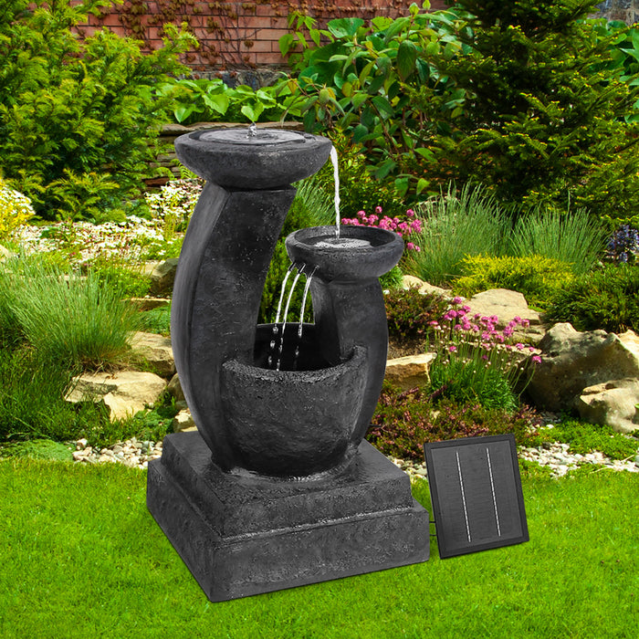 Natura Zen 3 Tier Solar Powered Water Fountain | Cascading LED Solar Fountain