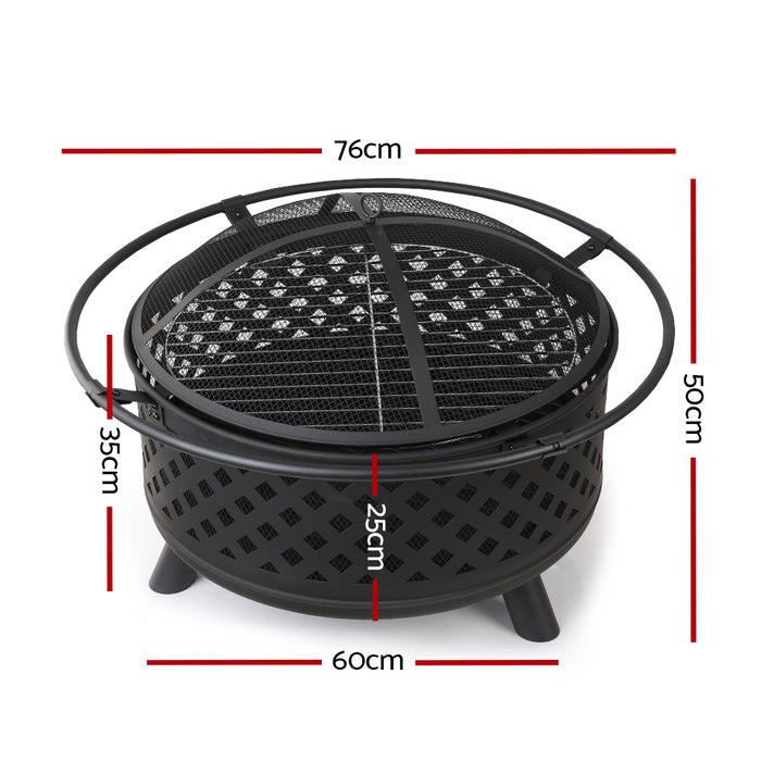 Sparkz 2 in 1 Fire Pit and Charcoal 30 Inch BBQ Grill | Outdoor Heated Fire