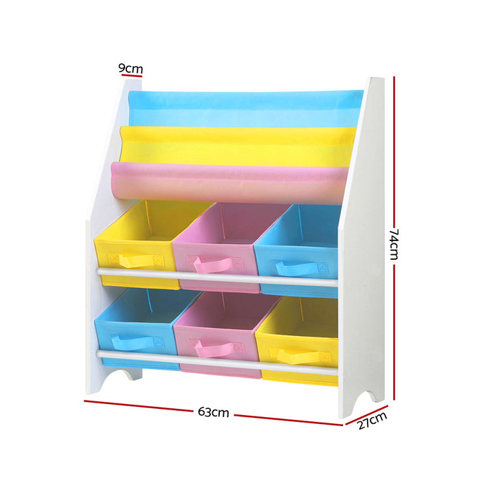 Funzee Kids 2 tier Kids Bookshelf | Childrens Wooden Storage and Organiser