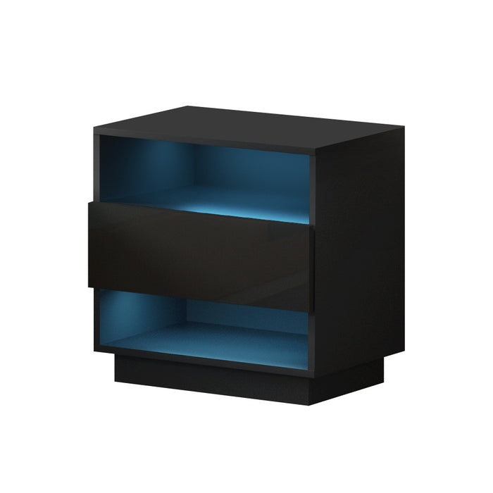 Lumenzi RGB LED Bedside Tables Side | High Gloss Black Nightstand