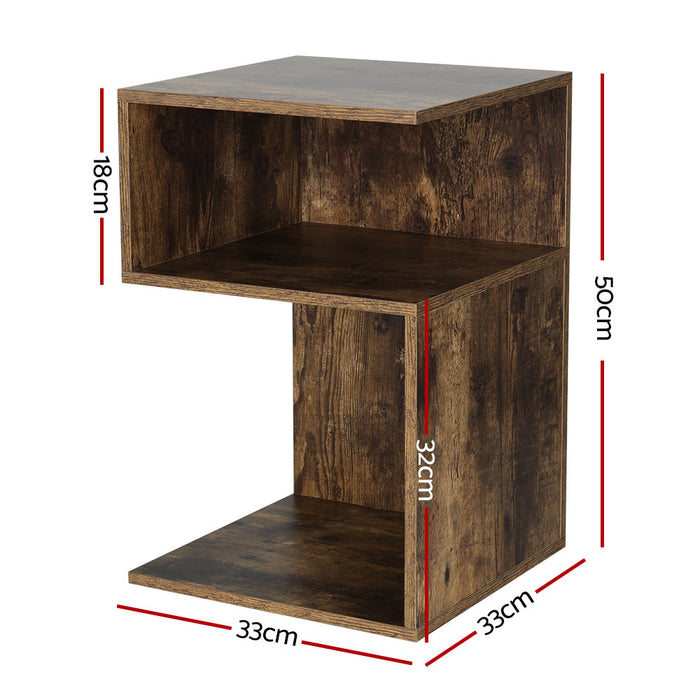 Cubisto 2 Shelf Bedside Table | Modern Nightstand Side End Lamp Table