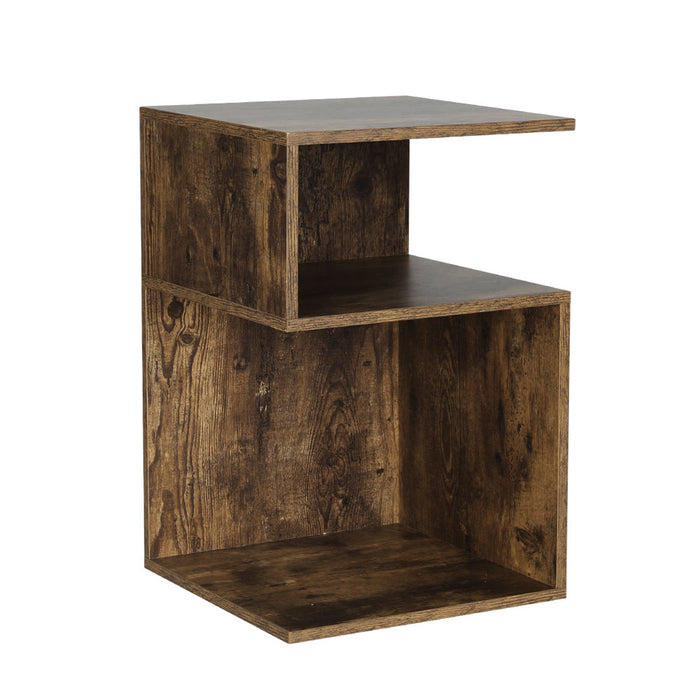 Cubisto 2 Shelf Bedside Table | Modern Nightstand Side End Lamp Table