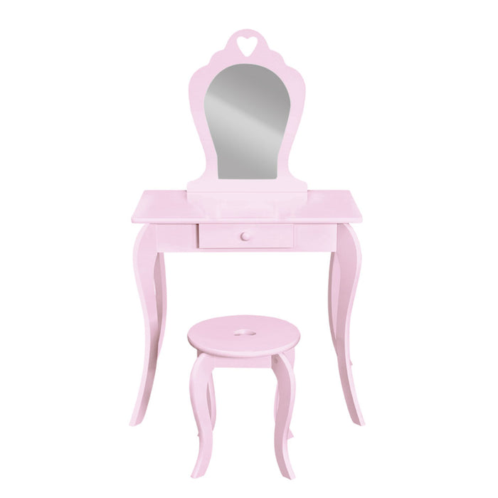 Amore Kids Vanity Dressing Table Stool Set in Pink | Mirror Princess Children Makeup