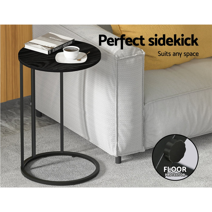 Timor Black Wooden Metal Coffee Side Table | Sleek Laptop Desk | Bedside Sofa End Table