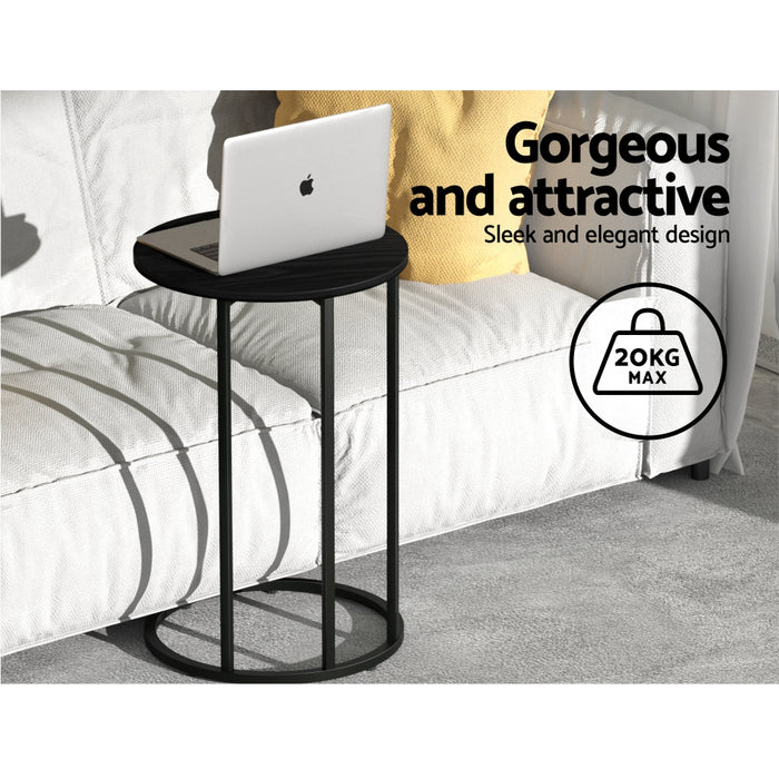 Timor Black Wooden Metal Coffee Side Table | Sleek Laptop Desk | Bedside Sofa End Table