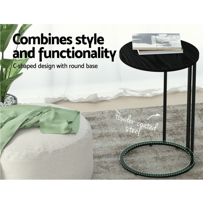 Timor Black Wooden Metal Coffee Side Table | Sleek Laptop Desk | Bedside Sofa End Table