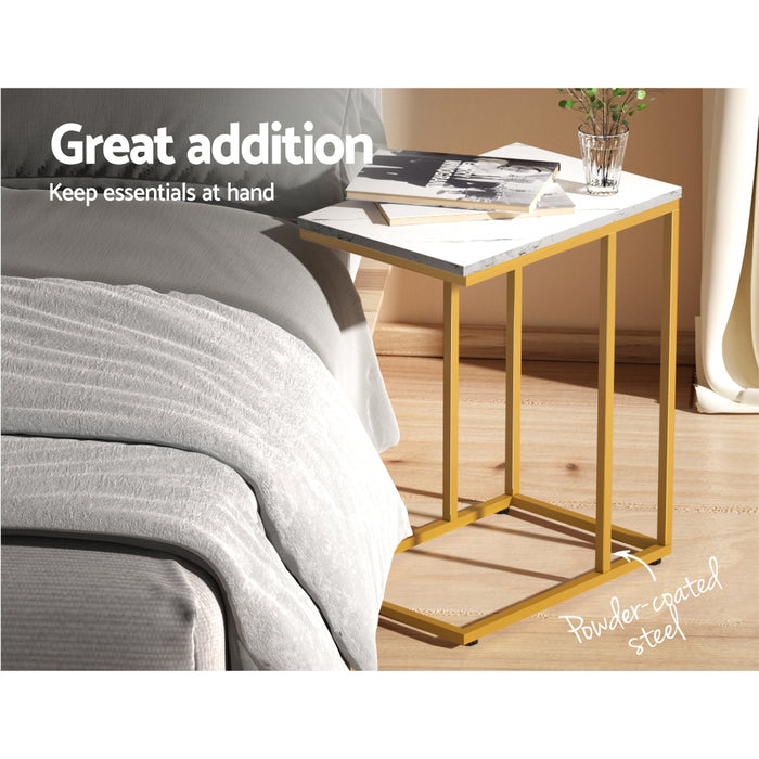 Marco Marble Finish Metal Coffee Side Table | Sleek Laptop Desk | Bedside Sofa End Table