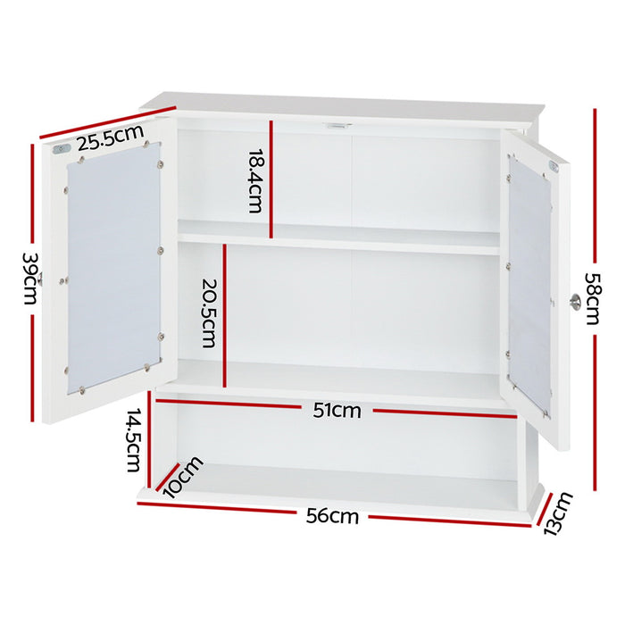 Mila Bathroom Storage Cabinet with Mirror in White