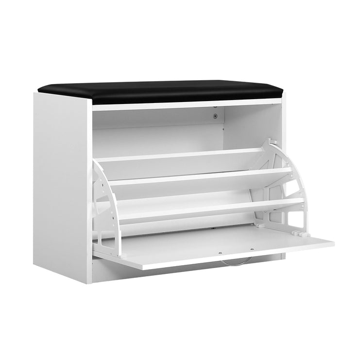 Isla Modern 2 in 1 Shoe Rack Storage Bench | Padded Seat 15 Pair Shoe Cabinet Organiser White