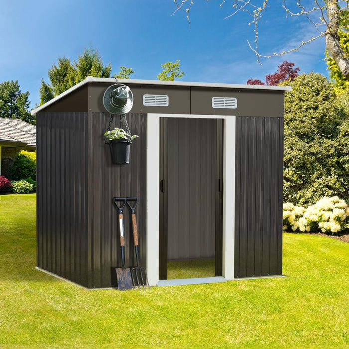 Forte Premium Outdoor Metal Garden Shed w Air Vents | High Quality Storage Garden Shed