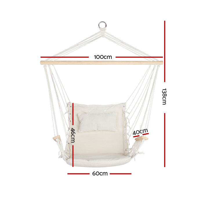 Natura Deluxe Hammock Swing Chair | Fun Relaxing Hanging Hammock Chair in Cream