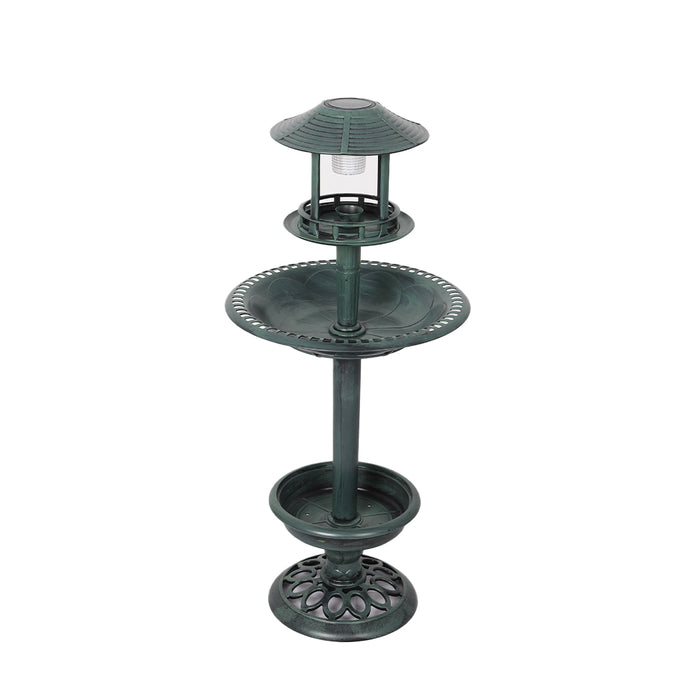 Pawzee Bird Bath Feeder Feeding Food Station Solar Light Outdoor Garden Green