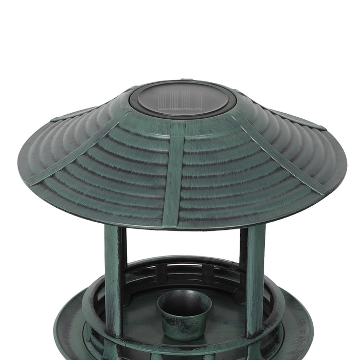 Pawzee Bird Bath Feeder Feeding Food Station Solar Light Outdoor Garden Green