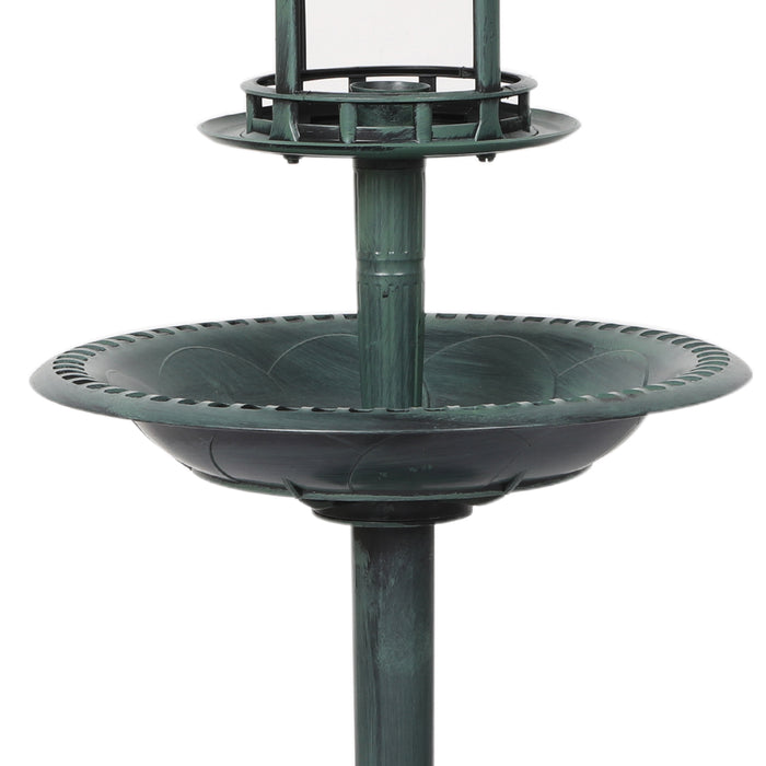 Pawzee Bird Bath Feeder Feeding Food Station Solar Light Outdoor Garden Green