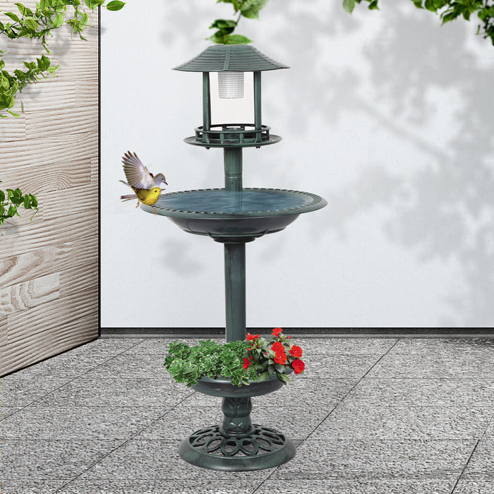 Pawzee Bird Bath Feeder Feeding Food Station Solar Light Outdoor Garden Green