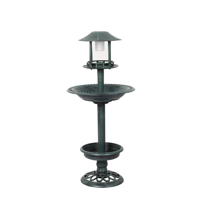 Pawzee Bird Bath Feeder Feeding Food Station Solar Light Outdoor Garden Green