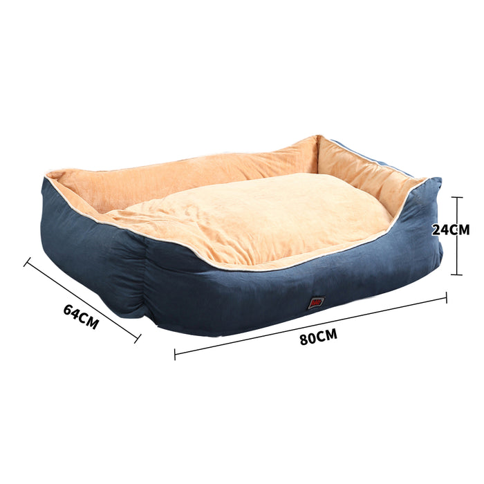 Pawzee Milano Soft Comfy Pet Bed | Warm Cozy Washable Dog Bed - Blue Large