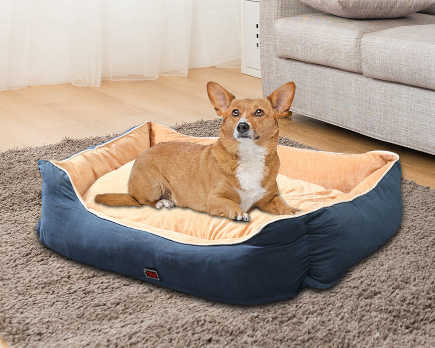 Pawzee Milano Soft Comfy Pet Bed | Warm Cozy Washable Dog Bed - Blue Large