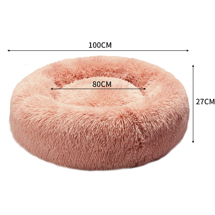 Pawzee Pet Bed Cat Dog Donut Nest Calming Kennel Bed in Pink XXL