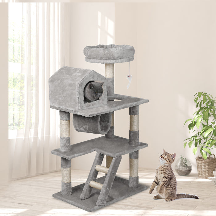 Pawzee 110cm Cat Tree Scratching Post| Cat Tower Condo Scratcher House in Grey
