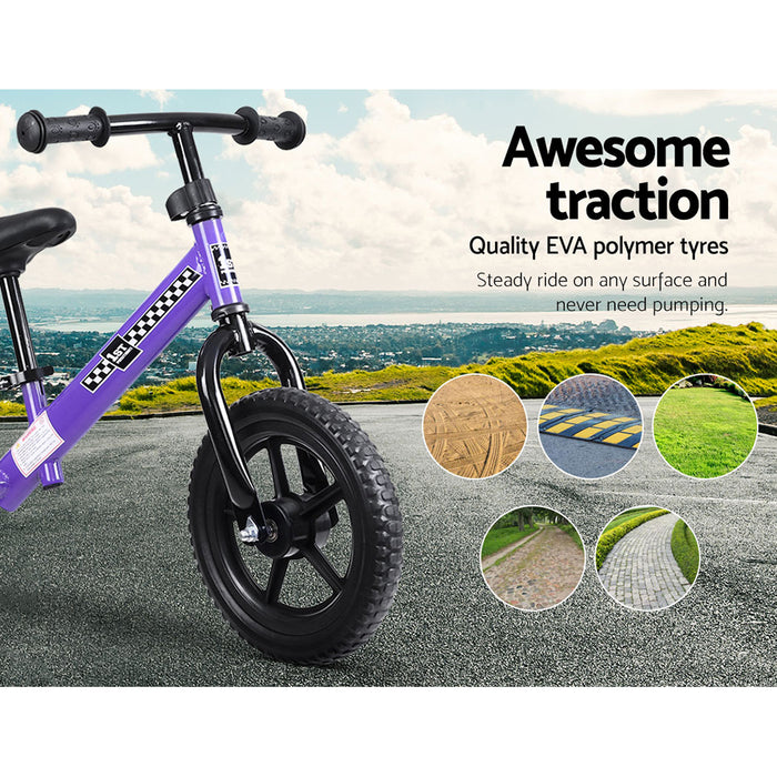 Funzee First Ride Kids Balance Bike | Toddler Learn To Ride Bike in Purple