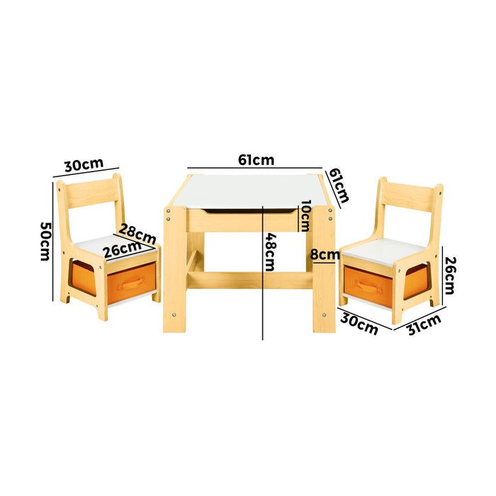 Funzee Kids 3 in 1 Activity Table and Chairs Set  | Childrens Play Study Desk with Storage Boxes | 2 Colours