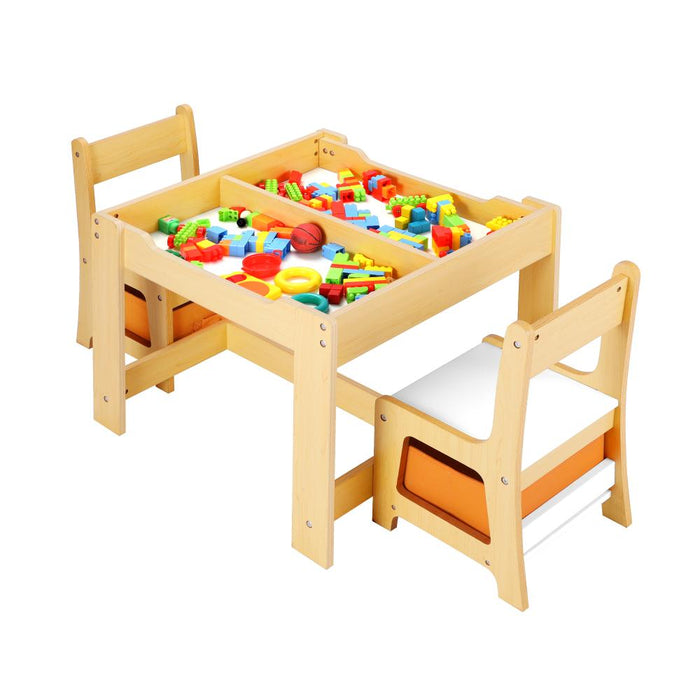 Funzee Kids 3 in 1 Activity Table and Chairs Set  | Childrens Play Study Desk with Storage Boxes | 2 Colours