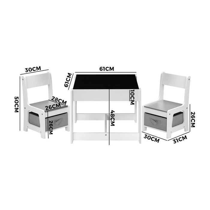 Funzee Kids 3 in 1 Activity Table and Chairs Set  | Childrens Play Study Desk with Storage Boxes | 2 Colours