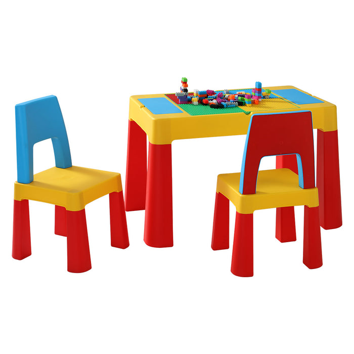 Funzee Kids 3 Piece Table and Chairs Set | Kids Play Activity Chalkboard Toys Storage Box Desk