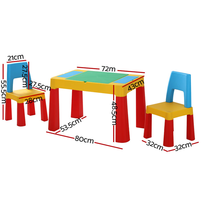 Funzee Kids 3 Piece Table and Chairs Set | Kids Play Activity Chalkboard Toys Storage Box Desk