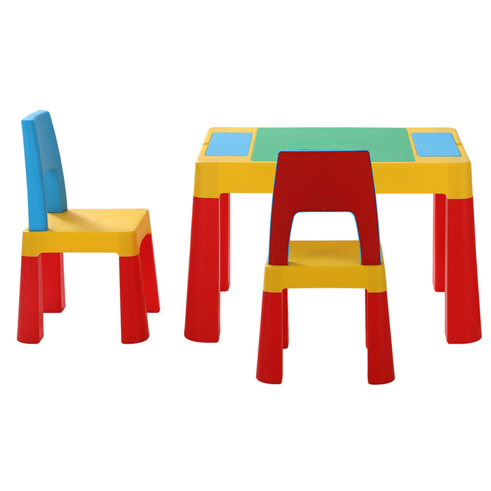 Funzee Kids 3 Piece Table and Chairs Set | Kids Play Activity Chalkboard Toys Storage Box Desk