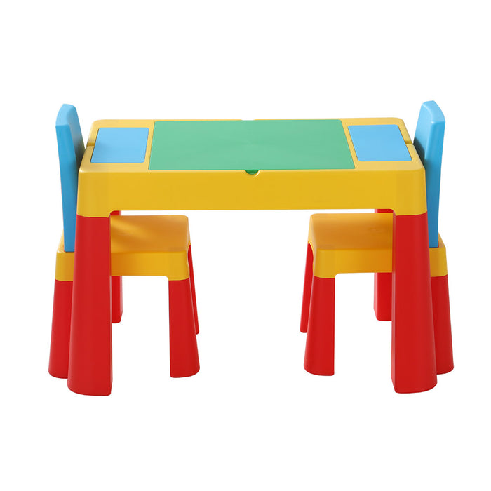 Funzee Kids 3 Piece Table and Chairs Set | Kids Play Activity Chalkboard Toys Storage Box Desk