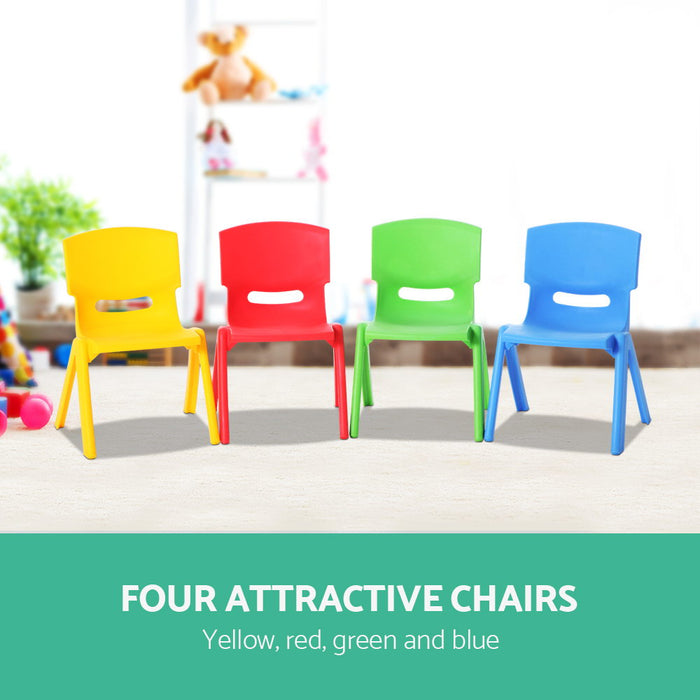 Funzee Fun Set of 4 Colourful Kids Play Chairs | Stackable Kids Chairs