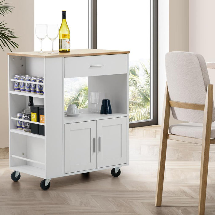 Pazzi 2 in 1 Kitchen Island Trolley and Bar Cart | Portable Kitchen Trolley Serving Cart and Storage Unit