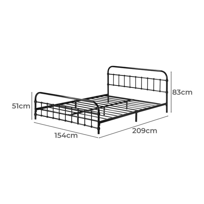 Alcantra Modern Full Metal Extra Strong Bed Frame | Sturdy Metal Designer Bed in Black | 3 Sizes