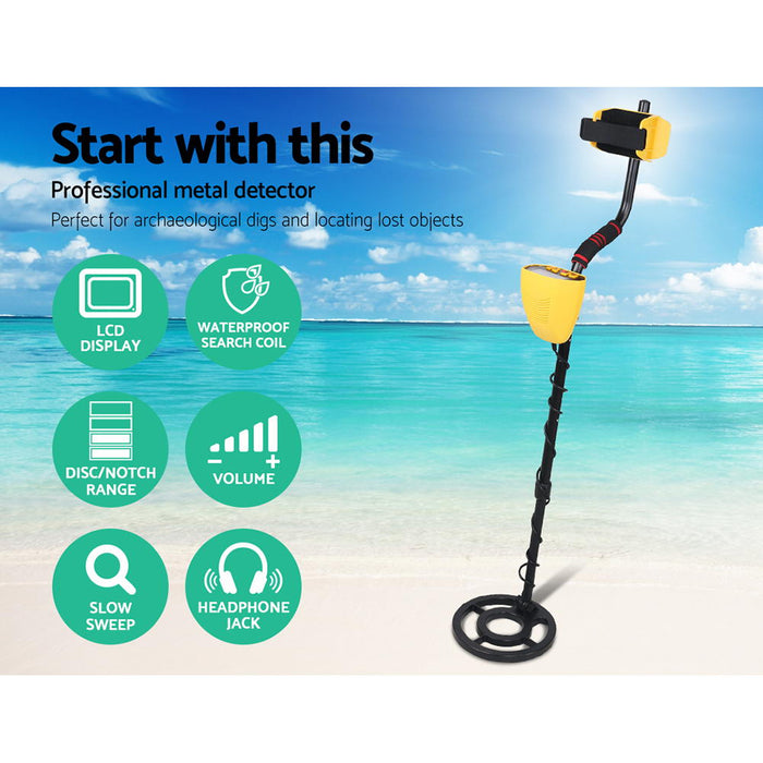 3 Detection Mode LCD Screen 7.5kHz Metal Detector with Headphones - Yellow