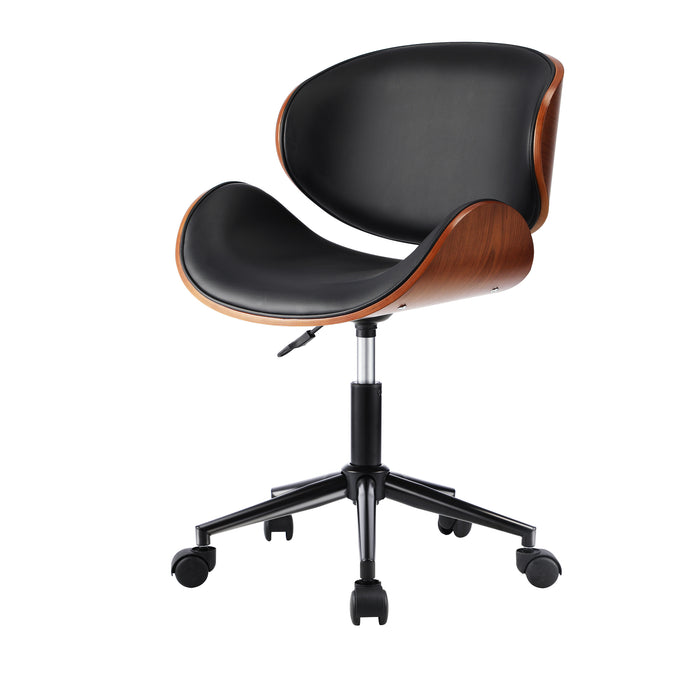 Executive Gas Lift Bentwood Wooden Sleek Office Computer Chair in Black by Oikiture