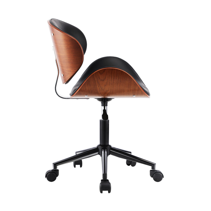 Executive Gas Lift Bentwood Wooden Sleek Office Computer Chair in Black by Oikiture