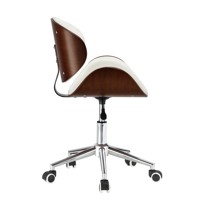 Executive Gas Lift Bentwood Wooden Sleek Office Computer Chair in White